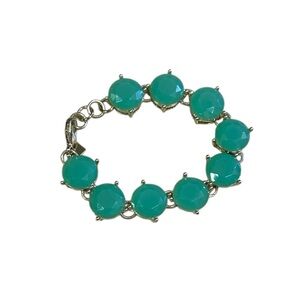 Banana Republic Gold Tone Mint Green Statement Bracelet Faceted Stones Jewelry